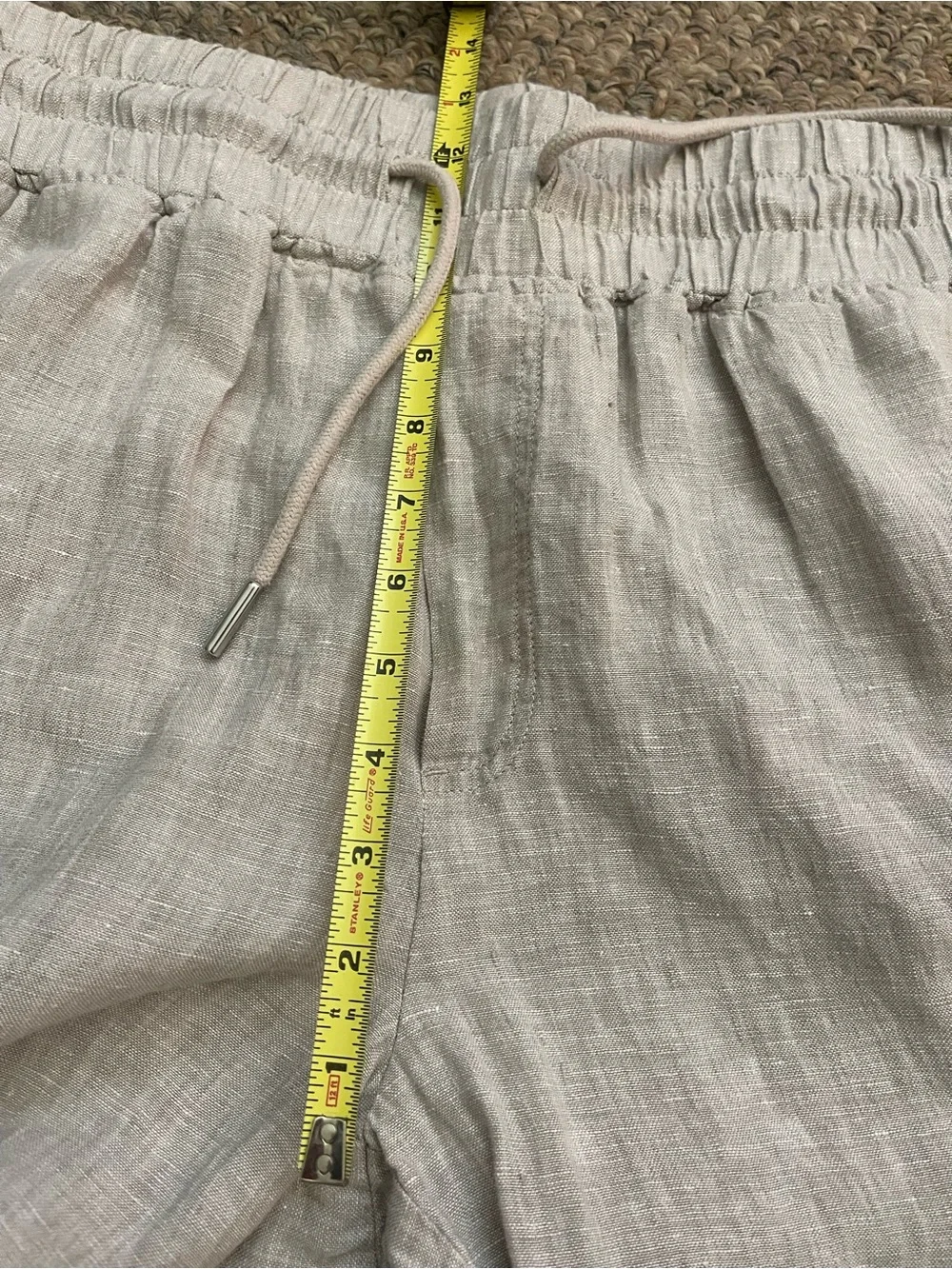 Quince 100% European Linen Wide Leg Pants Flax Beige Sustainable Drawstring | L